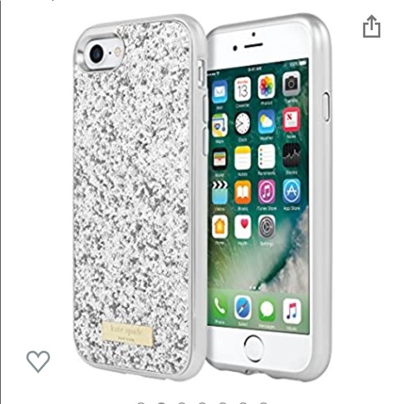 Kate Spade iPhone 7 Plus Silver Glitter Case - Picture 2 of 8